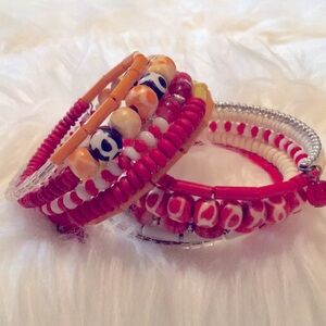 Bundle of 2 Boho Beaded Wrap Stack Tibetan Inspired Bracelets